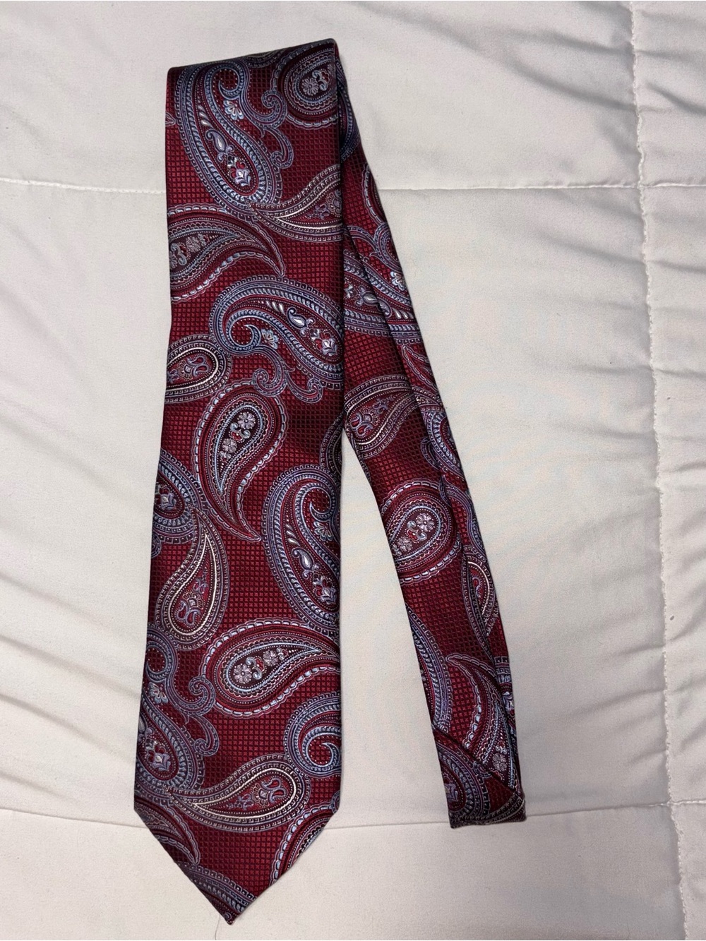 ERMENEGILDO ZEGNA Tie Red Paisley Silk Made in Italy - Picture 2 of 5